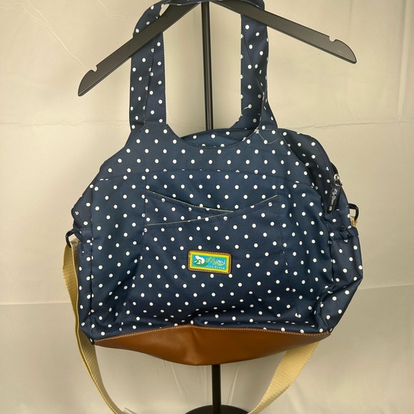 Lily Bloom Polka Dot Tote Bag with Brown Accents - Picture 1 of 7